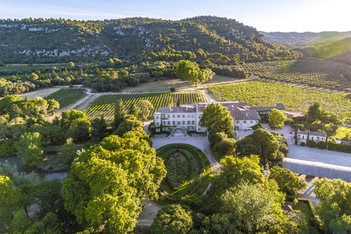 Aerial view of luxury wedding chateau in Provence