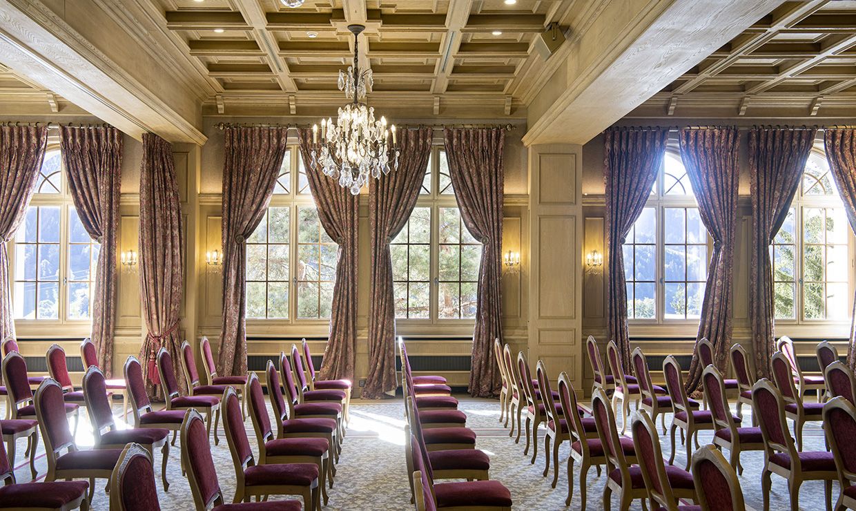 Ballroom at luxury wedding resort in Gstaad