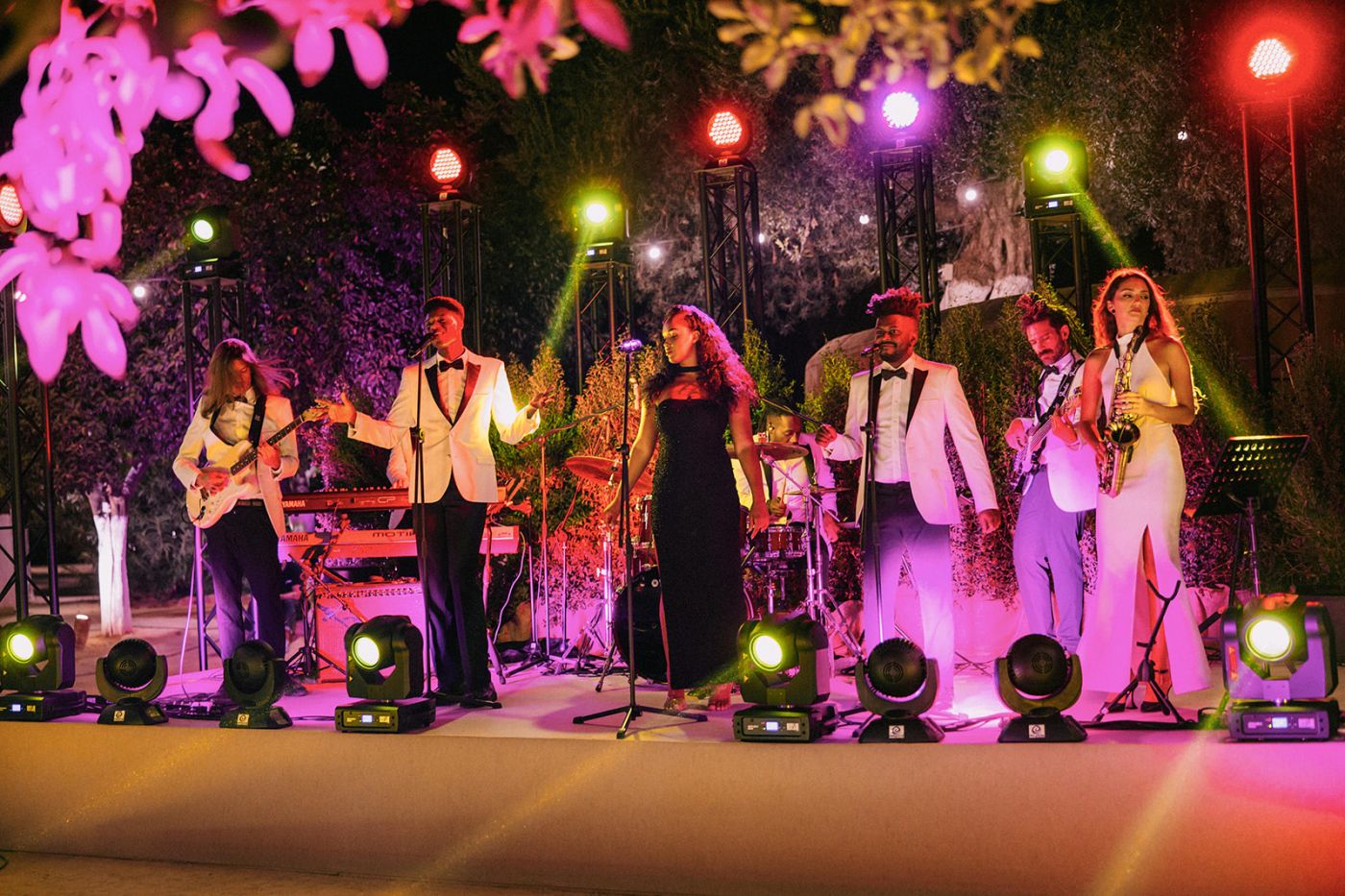 Band on the stage at the Lebanese wedding in Sevilla Spain