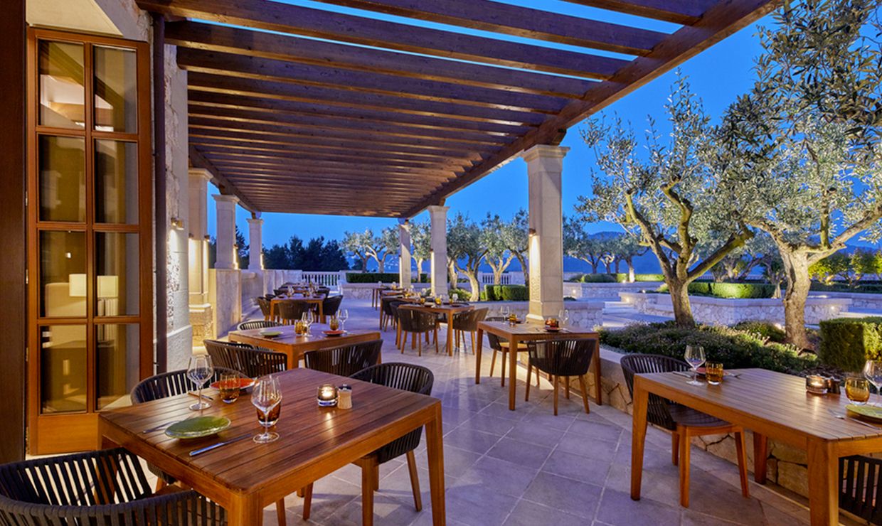 Bar on the terrace of grand hotel village for weddings in Mallorca