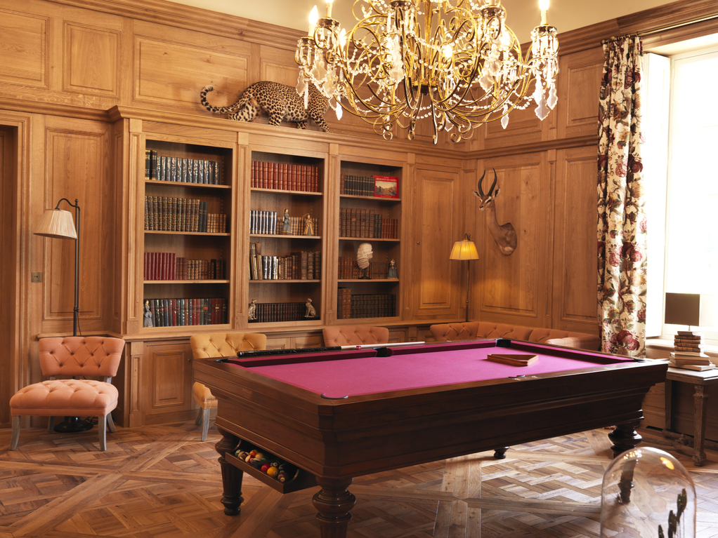 Billiard room of private chateau d'Estoublon in France