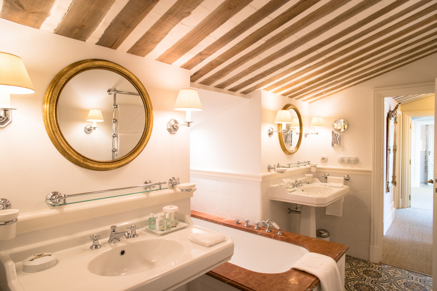 Bright bathroom in original style of luxury venue in Provence