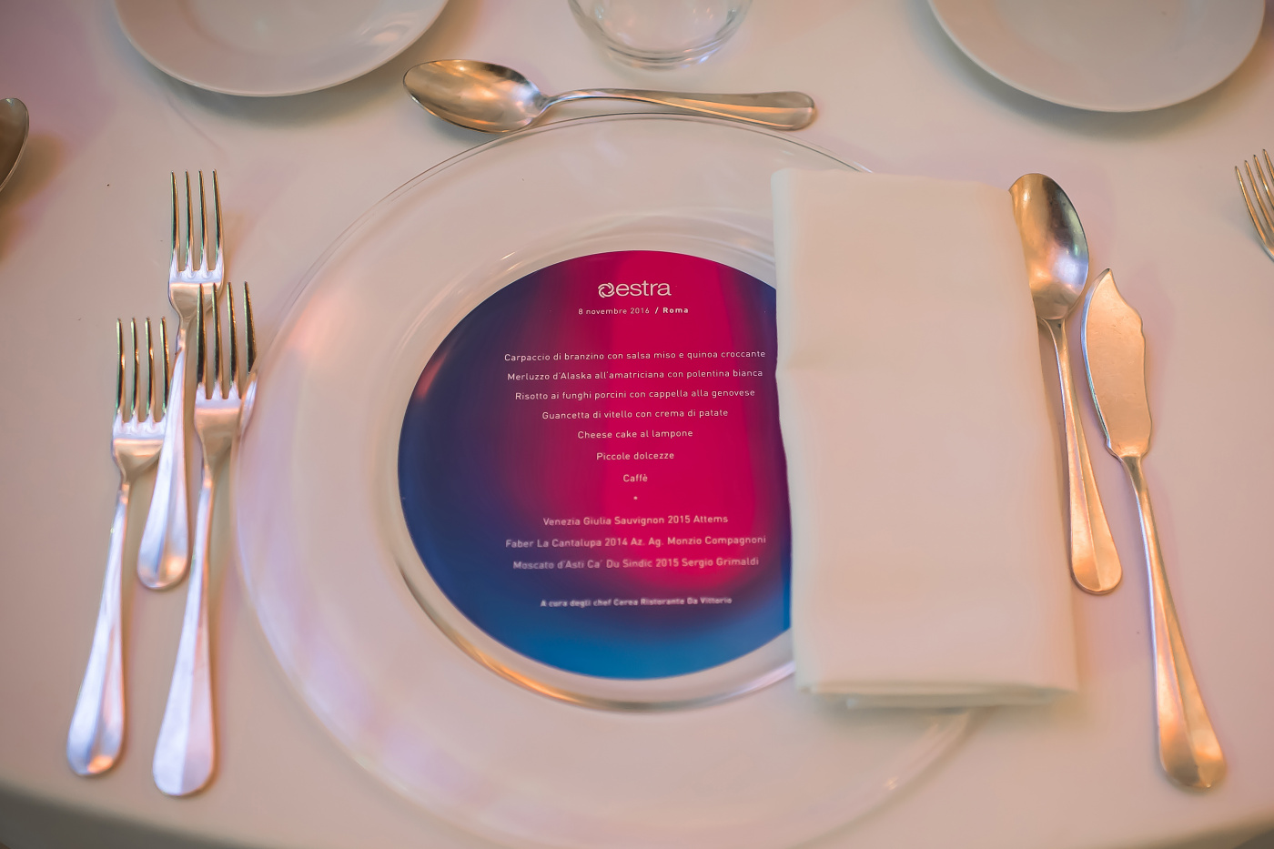 printed round menu for corporate event in rome