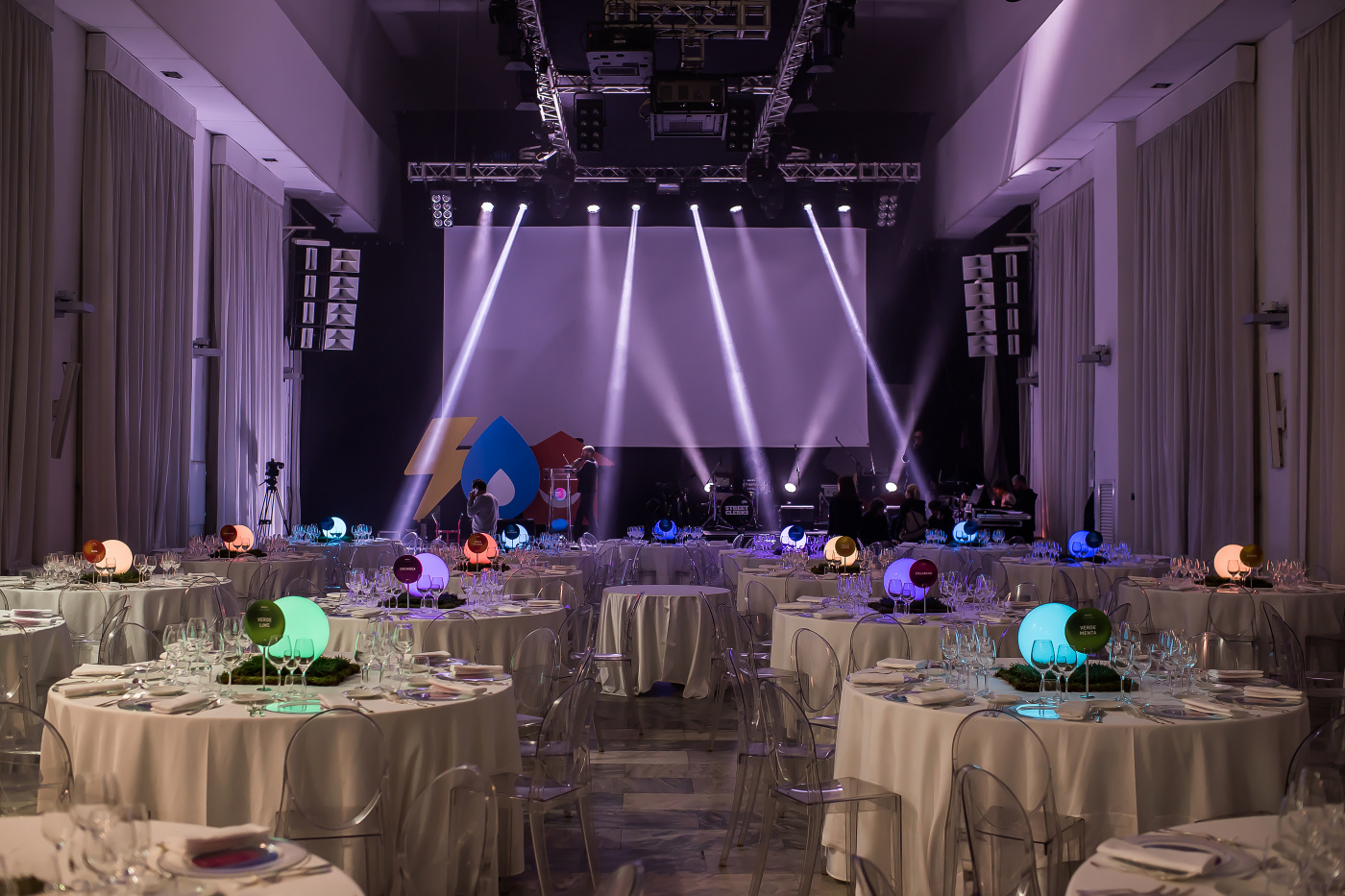 Stage and lights for corporate dinner event in rome