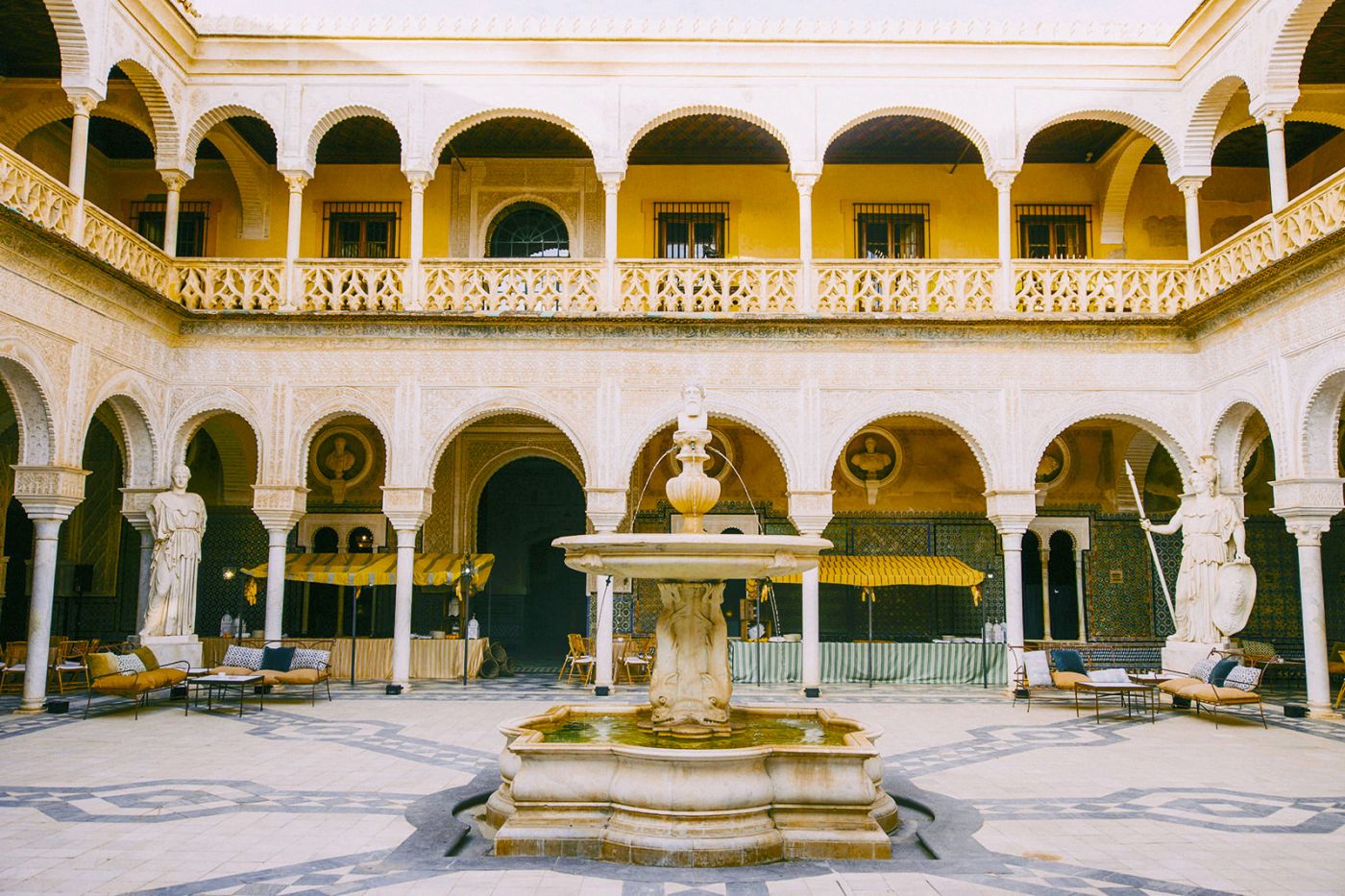 Courtyard of Andalusian-Moorish party in Seville Spain