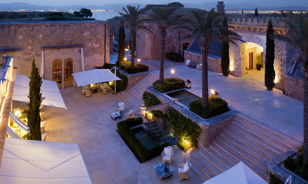 Courtyard of Cap Rocat wedding boutique hotel in Mallorca