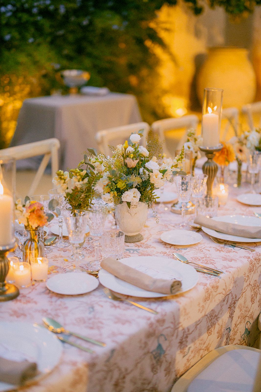 Customized tablecloth for dinner tables at the Lebanese wedding in Sevilla Spain