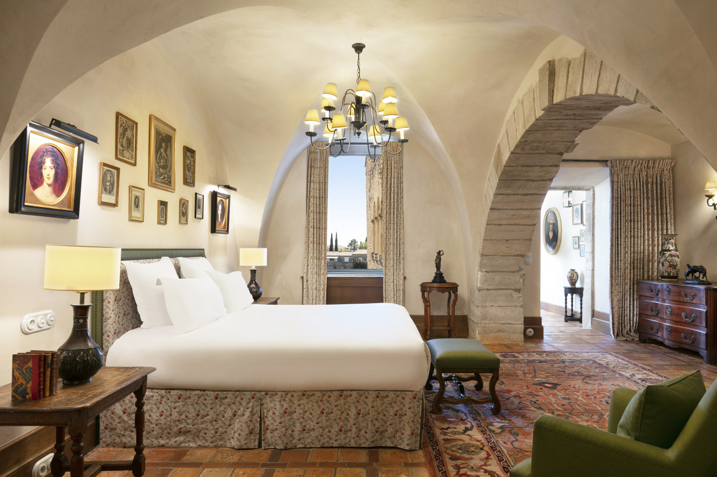Decorated suite with original furniture at luxury venue in Provence