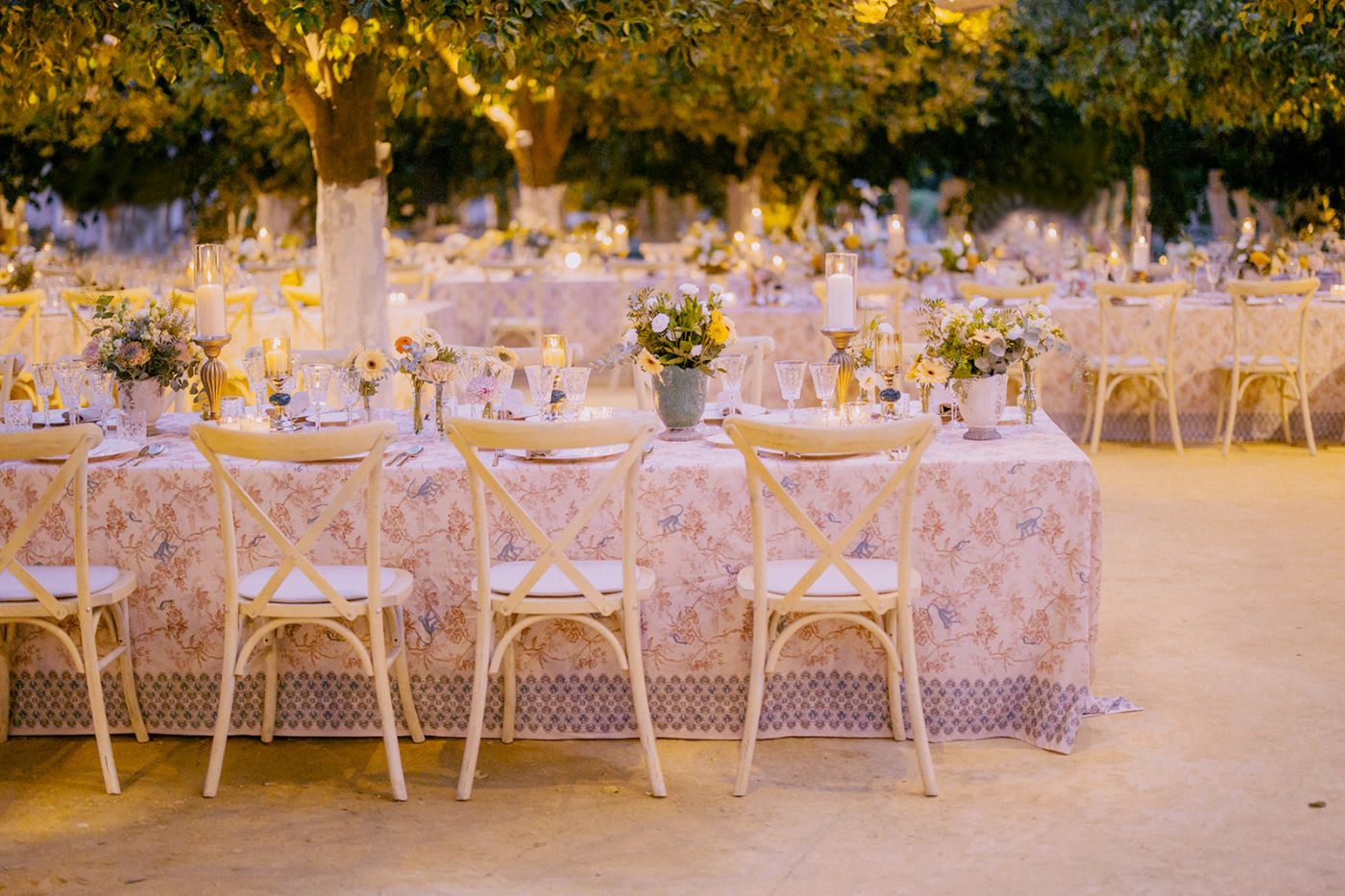 Dinner set up at the Lebanese wedding in Sevilla Spain