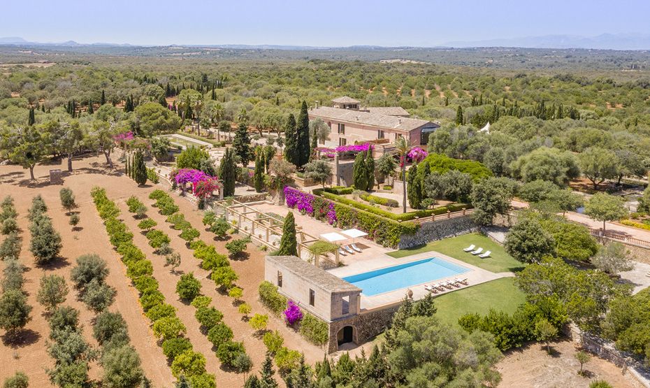 Drone view of luxury villa for weddings in Mallorca