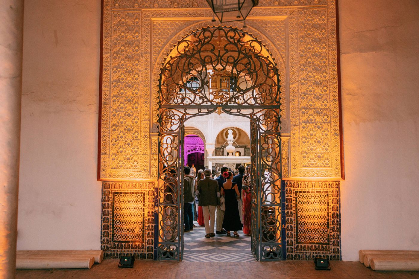Entrance of guests at Andalusian-Moorish party in Seville Spain