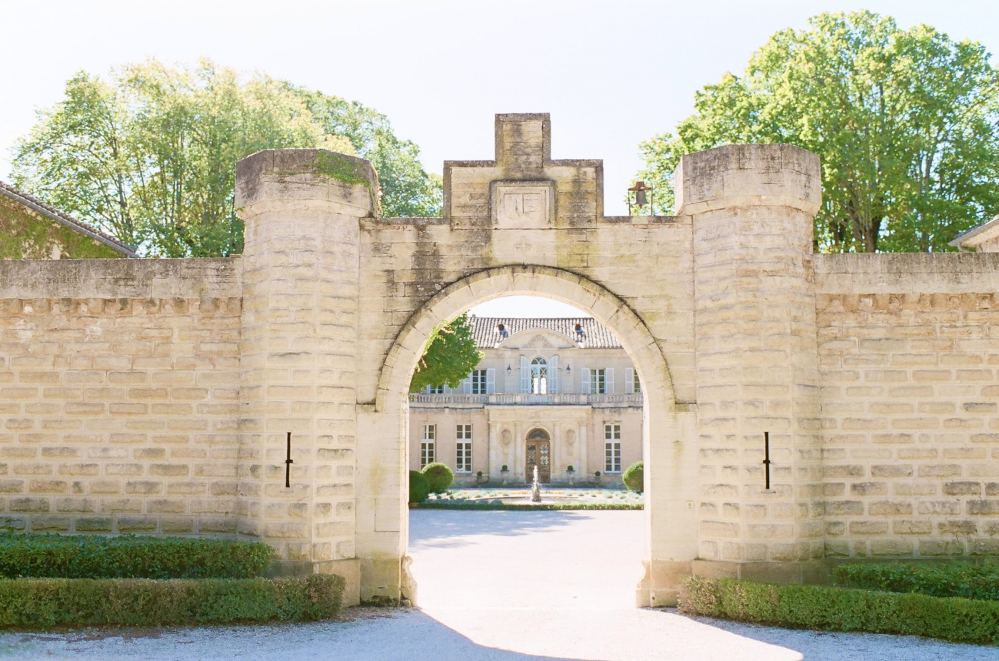 Entrance of luxury wedding chateau in France
