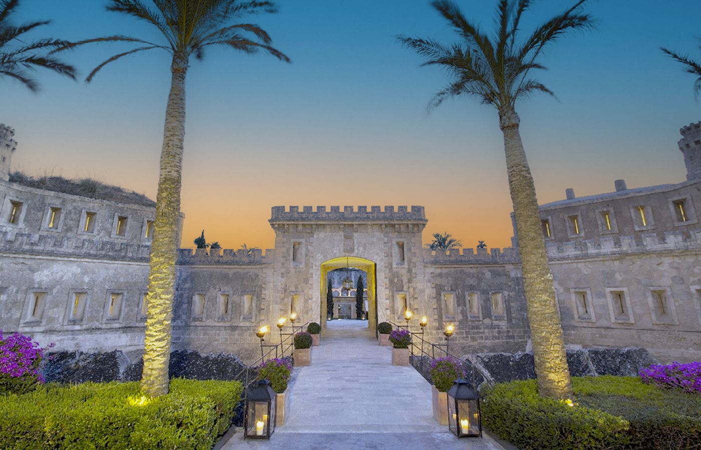 Entrance of Cap Rocat luxury boutique hotel in Mallorca for weddings