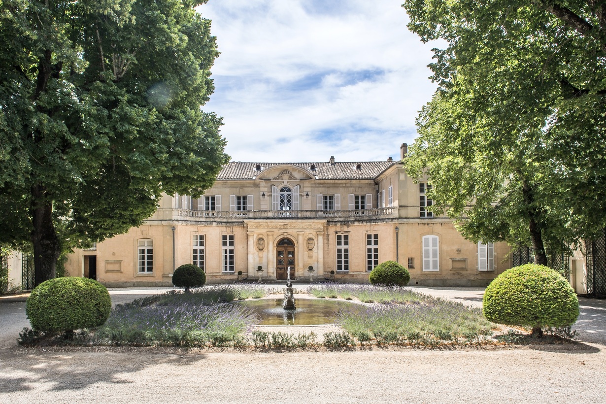 Facade of luxury wedding chateau in France
