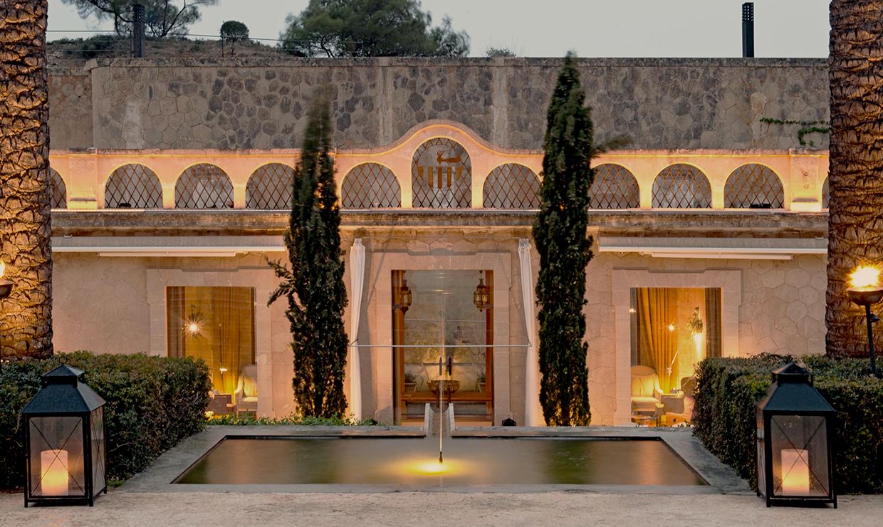 Fountain at Cap Rocat boutique hotel for luxury weddings in Mallorca