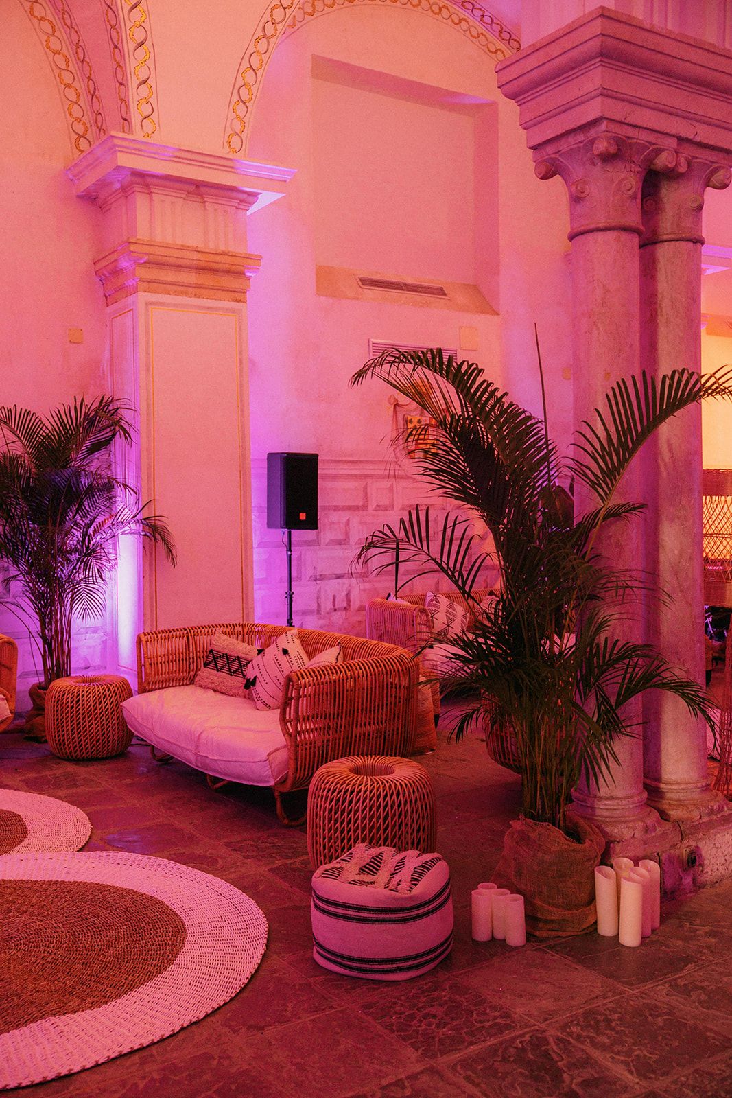 Lounge areas at Andalusian-Moorish party in Seville Spain
