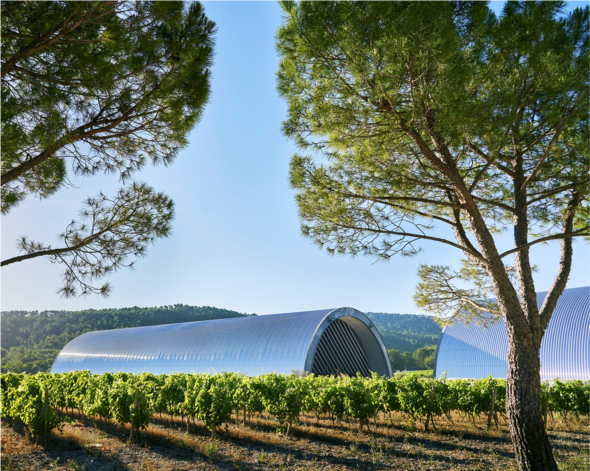 Modern gallery at vineyards of private chateau Provence