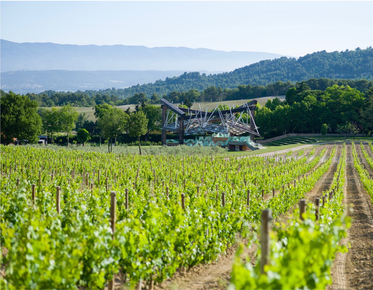 Modern pavilion at vineyards of luxury wedding private castle in France