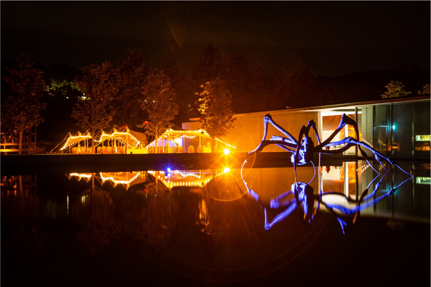 Night dinner at art centre of wedding estate for wedding in Provence