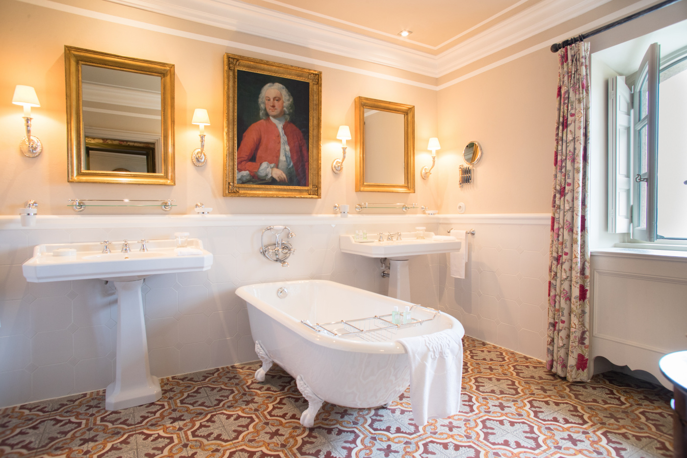 Original Provencal style bathroom at wedding luxury villa in Provence