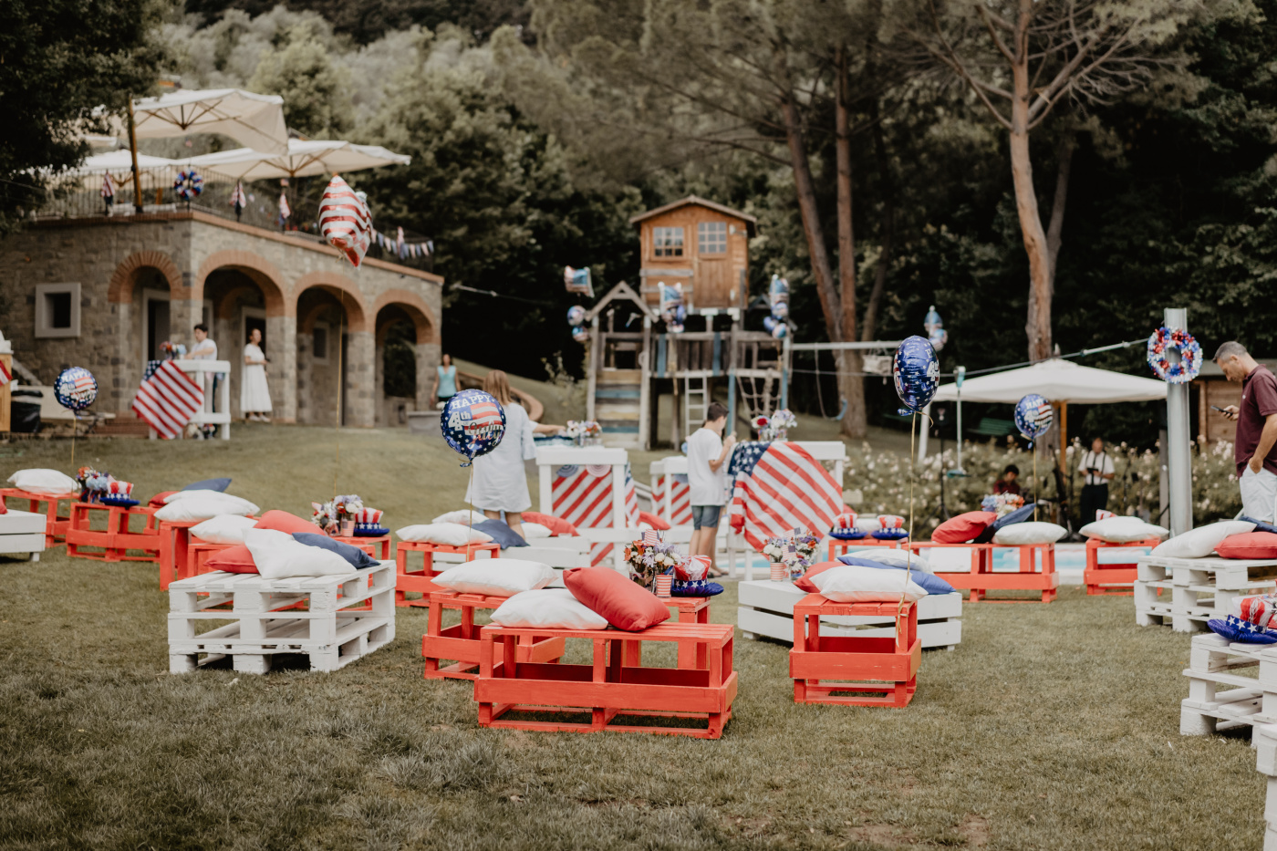 American themed outdoor party in Italy