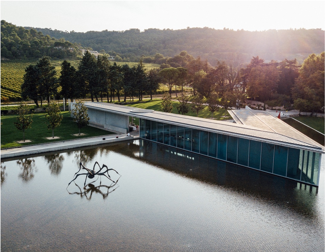 Panoramic view of art center at private castle in Provence