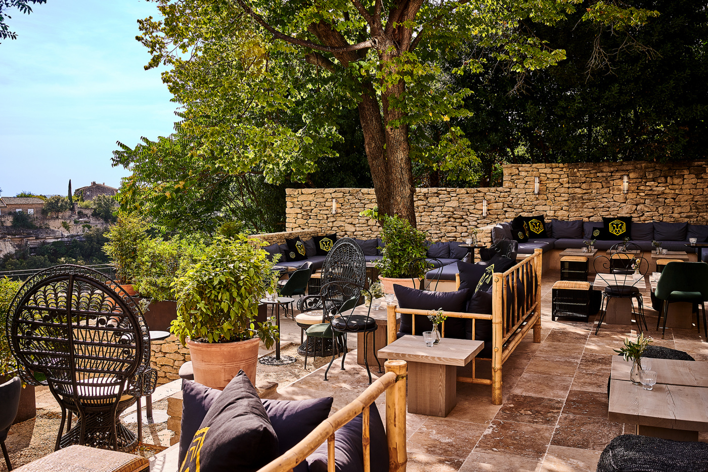 Relax terrace with view at luxury wedding villa in Provence