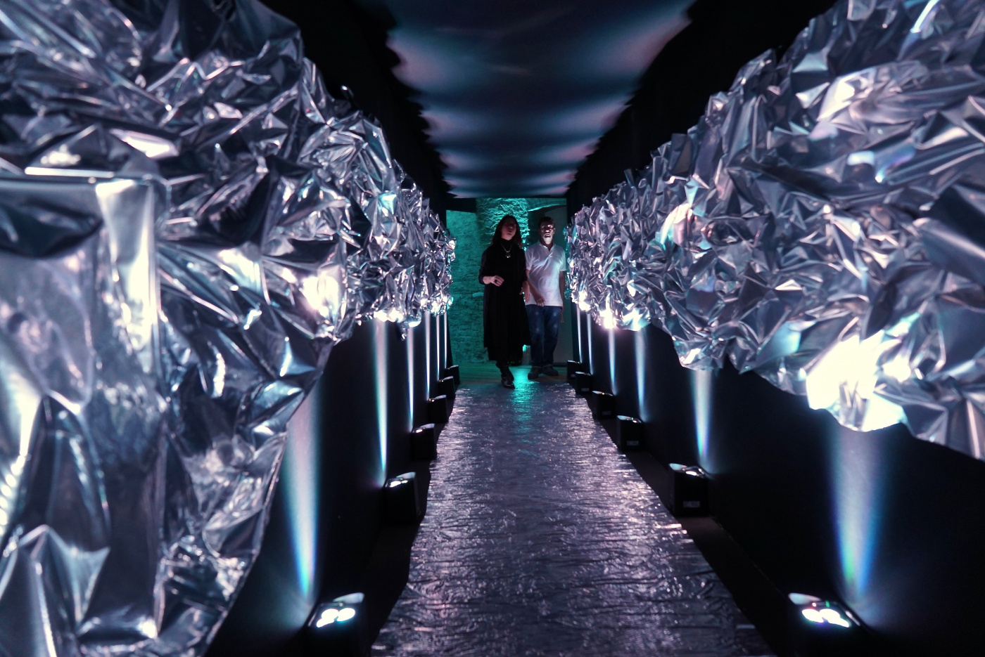 Silver tunnel for guests entrance corporate event