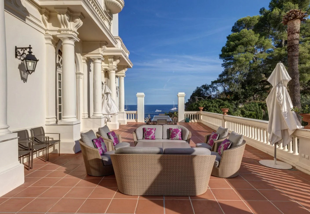 Terrace of luxury Belle Epoque wedding villa on the French Riviera