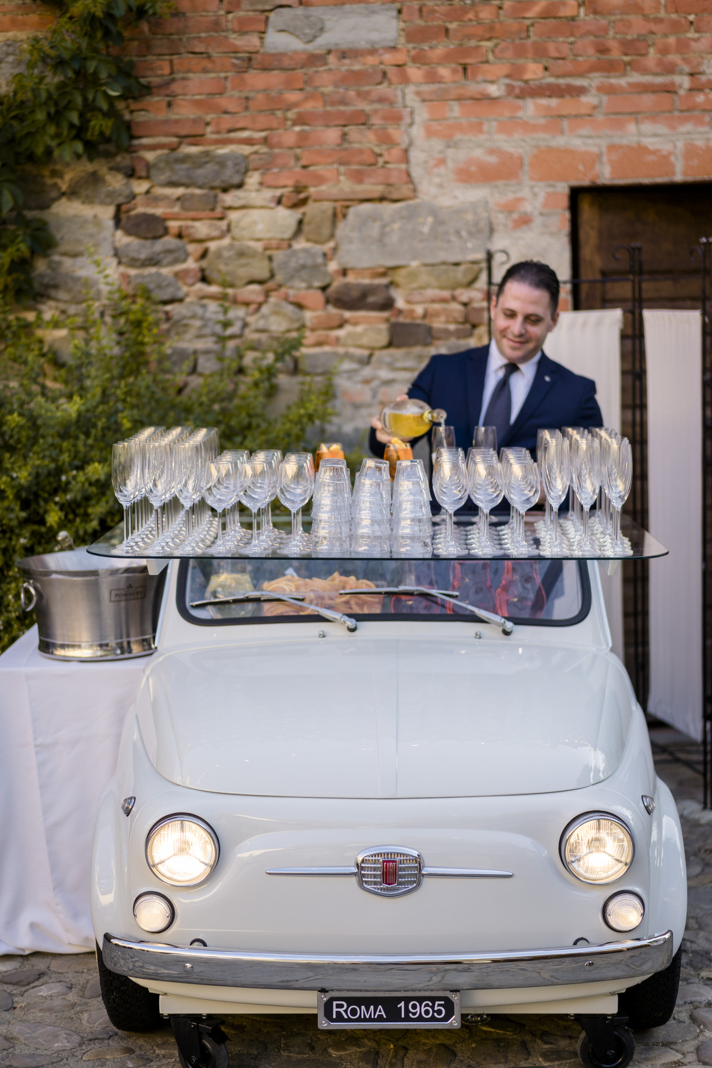 500 fiat car bar station for a 50th birthday party