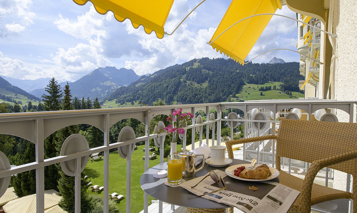 View of breakfast at luxury wedding resort in Gstaad