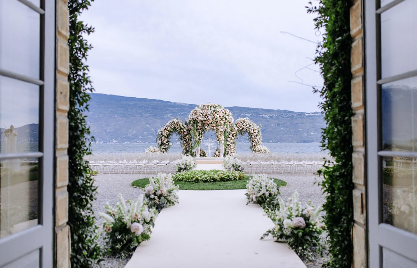 View of ceremony on a villa on Lake Garda