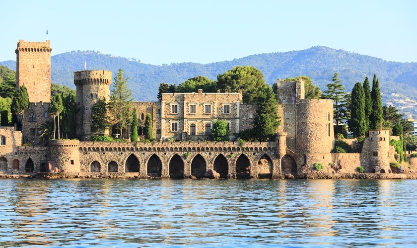 View from the sea at luxury castle for weddings in Provence