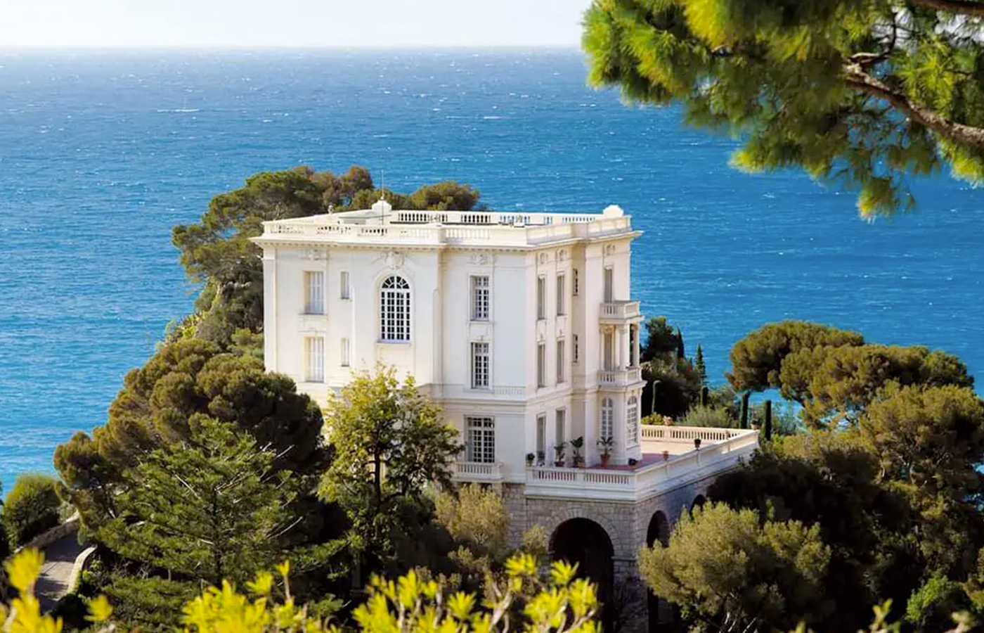 View of luxury Belle Epoque wedding villa on the French Riviera