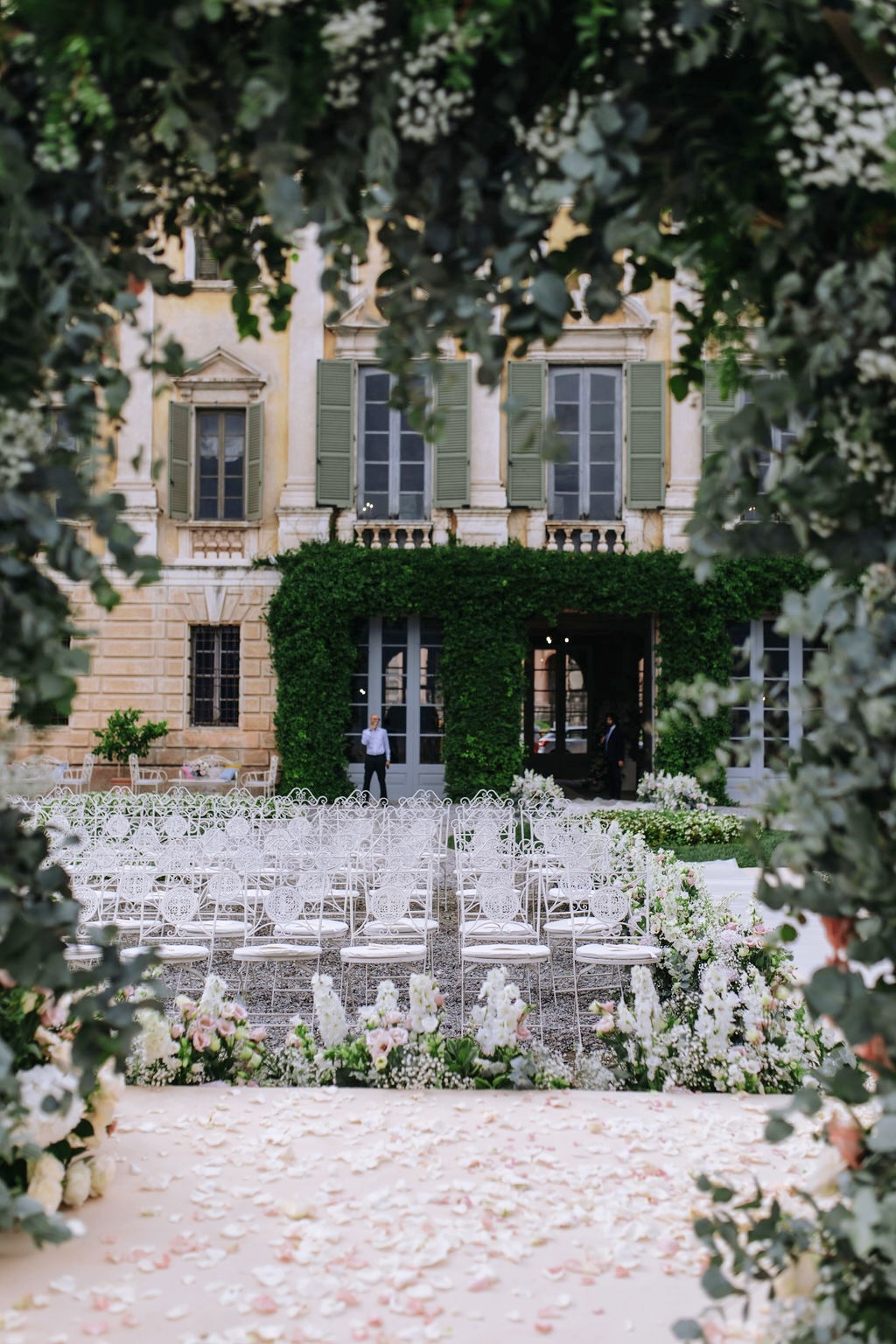 View of the villa from ceremony on Lake Garda