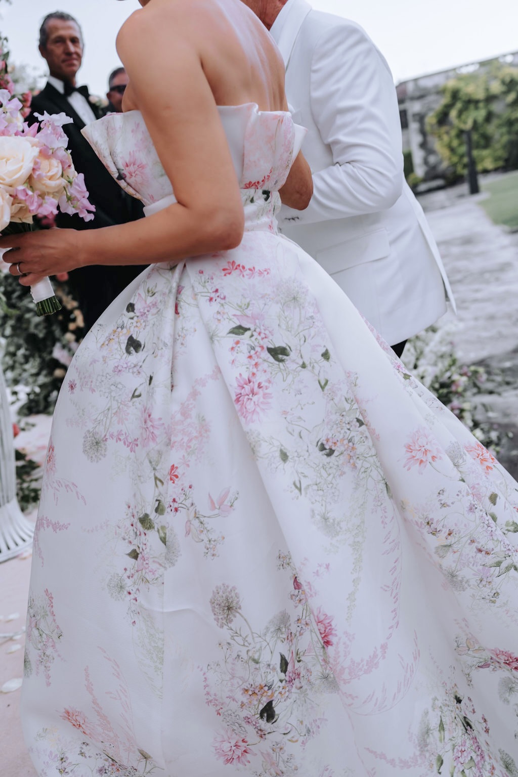 Wedding dress with flowers at Lake Garda wedding